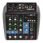 Vonyx VMM100 4-kanaals mengpaneel met Bluetooth & USB mp3 sp, Verzenden, Nieuw