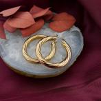 18 Krt. Gouden oorringen | Ø 38,7 mm (touw look, oorbellen), Ophalen of Verzenden, Gebruikt, Overige kleuren, Goud