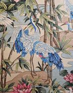 Exclusieve Art Nouveau stof met Oosterse Kraanvogels -