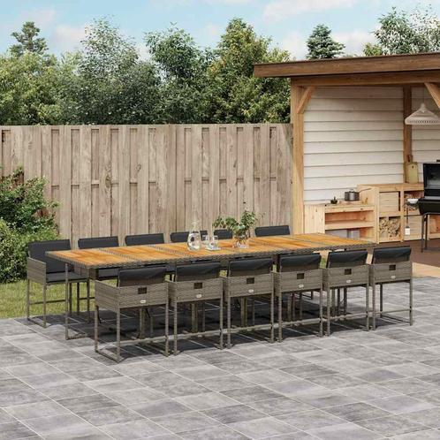 vidaXL 13-delige Tuinset met kussens poly rattan grijs, Tuin en Terras, Tuinsets en Loungesets, Tuinset, Nieuw, 2 zitplaatsen