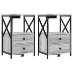 vidaXL Nachtkastje 2 pcs Grijs Sonoma 40 x 31 x 60 cm, Minder dan 45 cm, Verzenden, Nieuw, 55 tot 70 cm