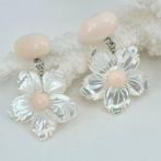 Koraal - Zilver - Oorbellen - Roze koraal en parelmoer, Antiek en Kunst