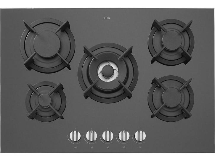 ETNA KGG673ZTA - Inbouw gaskookplaat - 5 pits - Zwart glas, Huis en Inrichting, Woonaccessoires | Overige, Zo goed als nieuw, Verzenden