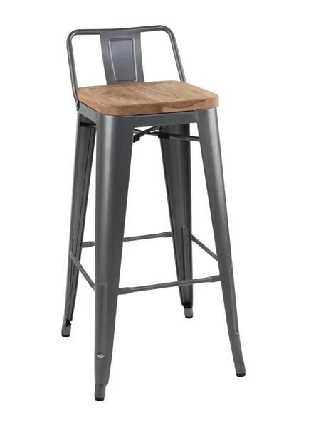 Bistro Barstoel met Houten Zitting | Grijs | 90(h)x43x43cm, Zakelijke goederen, Horeca | Keukenapparatuur, Verzenden