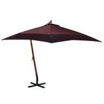 Zweefparasol Vurenhout 3x3m Bordeaux | OP = OP, Tuin en Terras, Parasols, Nieuw, Ophalen of Verzenden, Zweefparasol, Waterdicht