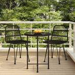 vidaXL 3-delige Tuinset poly rattan zwart, 3 zitplaatsen, Nieuw, Tuinset, Verzenden