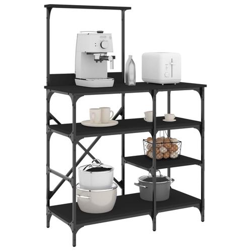 vidaXL Bakkersrek 90x40x132 cm bewerkt hout en metaal zwart, Huis en Inrichting, Keuken | Keukenbenodigdheden, Nieuw, Verzenden