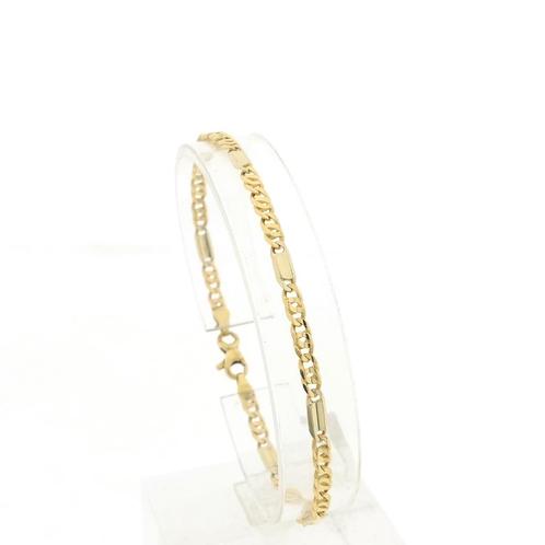 Bicolor gouden Figaro schakel armband | 18,5 cm (witgoud), Sieraden, Tassen en Uiterlijk, Armbanden, Overige kleuren, Gebruikt