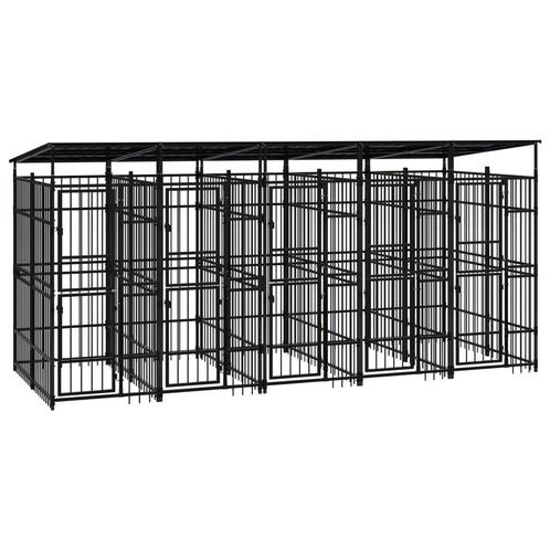 vidaXL Hondenkennel met dak 9,22 m² staal, Dieren en Toebehoren, Honden-accessoires, Nieuw, Verzenden