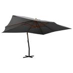 vidaXL Zweefparasol met houten paal 400x300 cm, Tuin en Terras, Parasols, Verzenden, Nieuw, Meer dan 4 meter, Zweefparasol