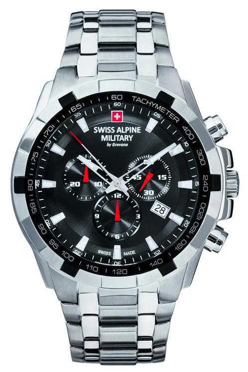 Swiss Alpine Military 7043.9137 heren horloge 46 mm, Sieraden, Tassen en Uiterlijk, Horloges | Heren, Staal, Nieuw, Staal, Overige merken