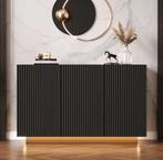 Dressoir met LED en Marmerlook – Zwart, Push-to-Open, Verzenden, Nieuw