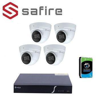 Safire 4 Megapixel IP set met 4 Turret Dome camera+1TB HDD