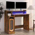 vidaXL Bureau met LED-verlichting 97x45x90 cm hout gerookt, Verzenden, Nieuw