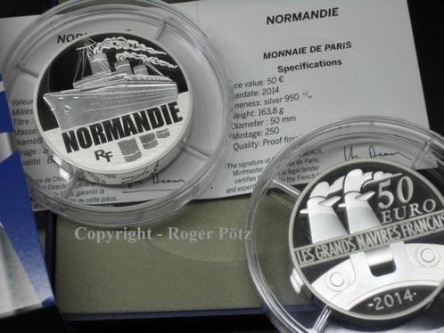 Frankreich 50 Euro 2014 zilver Le Normandie Pp nur 193 Ex..., Postzegels en Munten, Munten en Bankbiljetten | Toebehoren, Verzenden