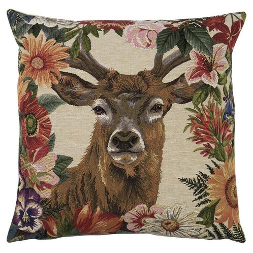 gobelin kussen bloemen edelhert 45x45cm, Huis en Inrichting, Woonaccessoires | Overige, Verzenden