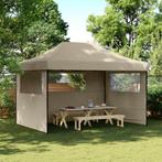 vidaXL Partytent inklapbaar pop-up met 3 zijwanden taupe, Verzenden, Nieuw, Partytent
