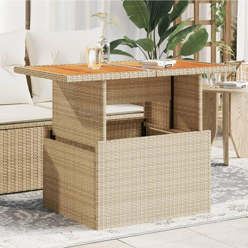 vidaXL Tuintafel 100x55x73 cm poly rattan en acaciahout, Tuin en Terras, Tuintafels, Nieuw, Verzenden