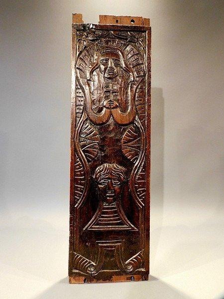 Paneel - Eik - Houtsnijwerk 17e eeuw, Antiek en Kunst, Antiek | Overige Antiek