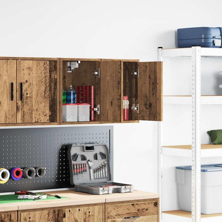 vidaXL Garage wandkasten 2 st bewerkt hout oud hout, Huis en Inrichting, Kasten | Stellingkasten, Nieuw, Verzenden