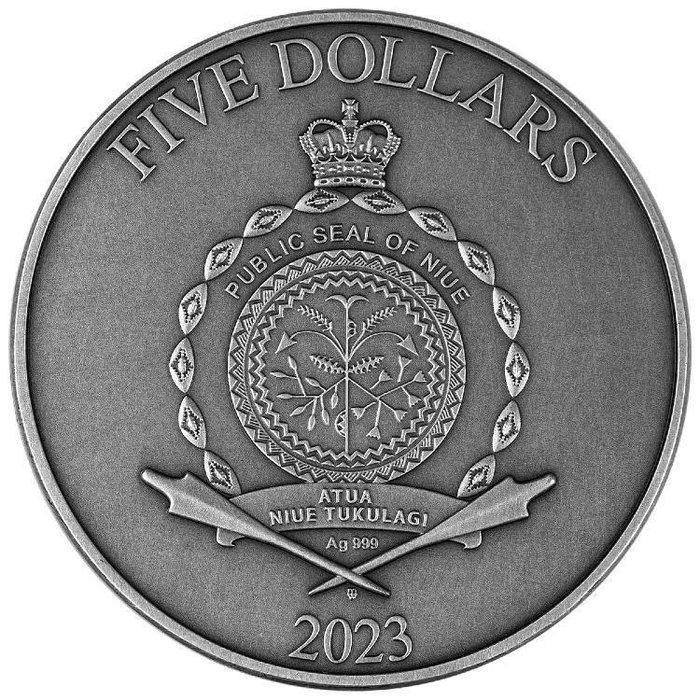 Niue. 5 Dollars 2023 Odin - Lord Of Valhalla 2 oz Antique, Postzegels en Munten, Munten | Europa | Niet-Euromunten