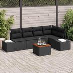 vidaXL Tuin Sofa Set met kussen 6 pcs Zwart Poly riet, Tuin en Terras, Verzenden, Nieuw, Rotan