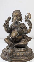 Mooi standbeeld Ganesha met 4 armen op Lotustroon - Brons -