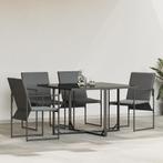 vidaXL Tuinstoelen 4 st met kussens textileen zwart, Tuin en Terras, Tuinstoelen, Verzenden, Nieuw, Metaal