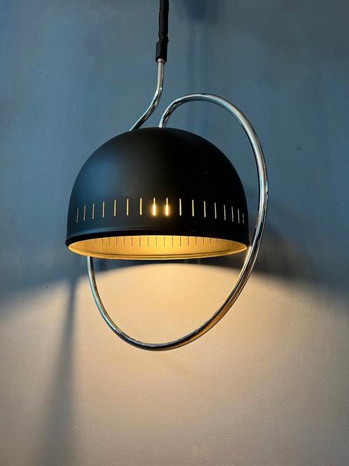 Dijkstra Space Age Hanging Lamp with Chrome Frame and Black, Huis en Inrichting, Lampen | Hanglampen, Nieuw, Ophalen of Verzenden