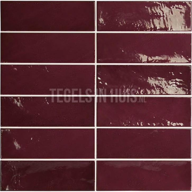 Handvorm wandtegel 6,5x20 bordeaux rood soft glans, Doe-het-zelf en Verbouw, Tegels, Wandtegels, Nieuw, 10 m² of meer, Keramiek
