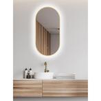 Wiesbaden Nomi Spiegel met Lijst - Ovaal met LED - Dimbaar, Huis en Inrichting, Woonaccessoires | Spiegels, Ophalen of Verzenden