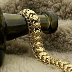 Gouden fantasie schakel armband (Schakelarmband), Sieraden, Tassen en Uiterlijk, Armbanden, Ophalen of Verzenden, Gebruikt, Overige kleuren