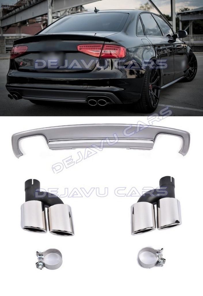 S4 Look Diffuser Uitlaat tips voor Audi A4 B8.5 S line / S4, Auto-onderdelen, Carrosserie en Plaatwerk, Achter, Bumper, Nieuw