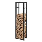 [en.casa] Brandhout rek houtopslag Täby 40x25x150 cm zwart, Tuin en Terras, Verzenden