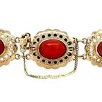 Vintage gouden bootjes armband met bloedkoraal 14 krt, Sieraden, Tassen en Uiterlijk, Armbanden, Ophalen of Verzenden, Nieuw