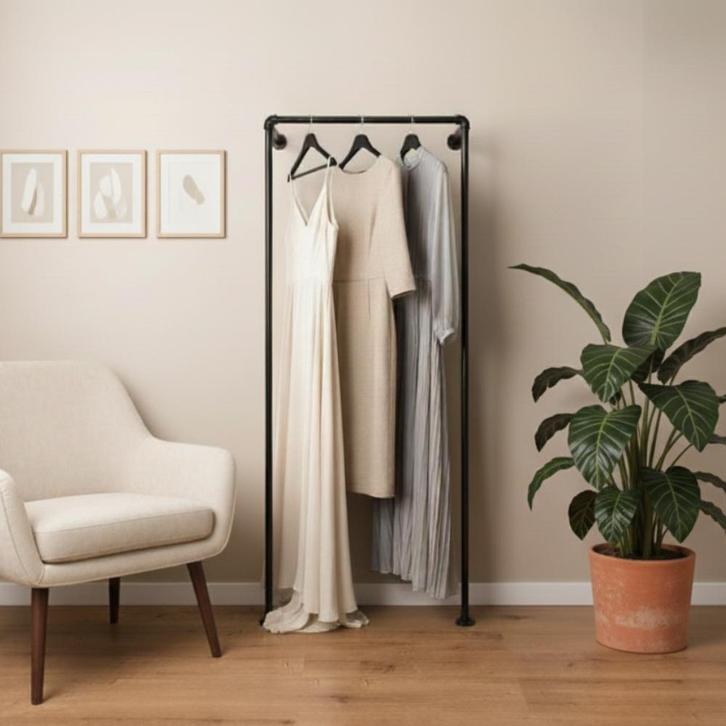 Industrieel Kledingrek Torcy | Zwart 26.9 mm | Vloer/Wand |, Kleding | Dames, Kledingrekken, Ophalen of Verzenden