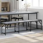 vidaXL Eetkamerbank 186x32x45 cm staal en stof lichtgrijs, Huis en Inrichting, Tafels | Eettafels, Verzenden, Nieuw