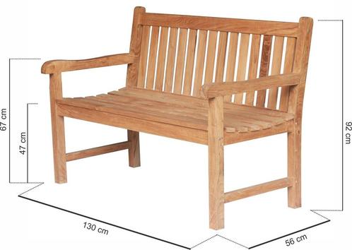 Teak Tuinbank | 130 breed | Twee Persoons Teakea Bank, Tuin en Terras, Tuinbanken, Nieuw, Verzenden