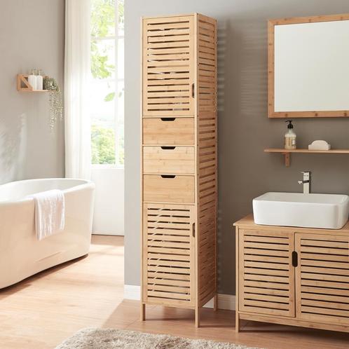 Badkamerkast Boksereys 180x35x35 cm naturel [en.casa], Huis en Inrichting, Badkamer | Badkamermeubels, Nieuw, Verzenden