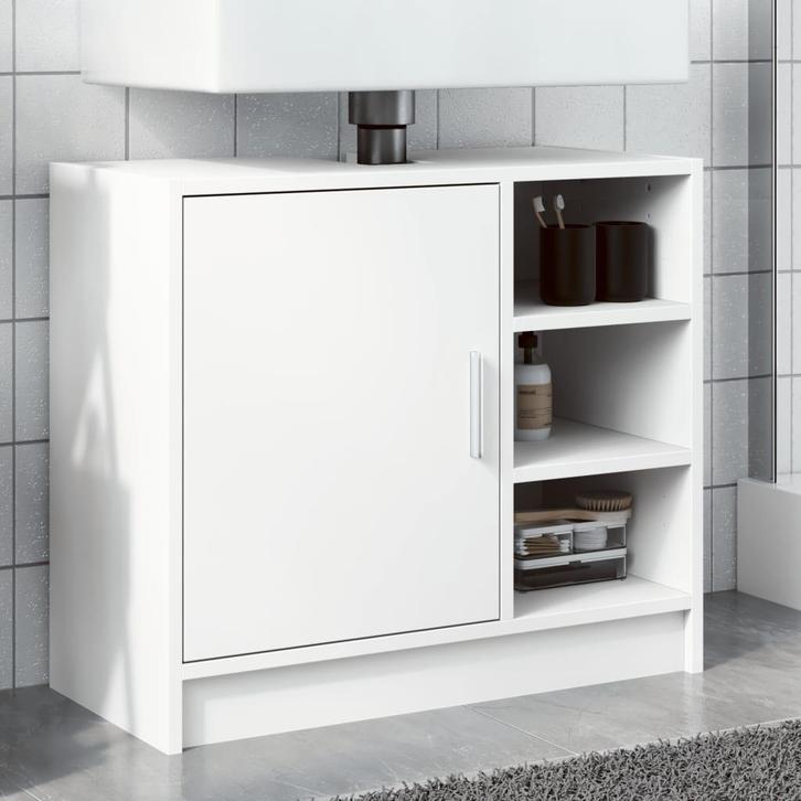 vidaXL Wastafelkast 63x29x55 cm bewerkt hout wit, Huis en Inrichting, Badkamer | Badkamermeubels, Nieuw, Minder dan 100 cm, Verzenden