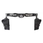 Zwart wilde westen Cowboyholster dubbel - Cowboy accessoires, Hobby en Vrije tijd, Feestartikelen, Ophalen of Verzenden, Nieuw