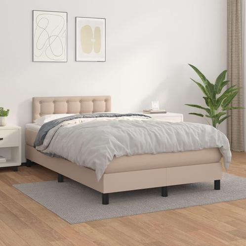 vidaXL Boxspring met matras kunstleer cappuccinokleurig, Huis en Inrichting, Slaapkamer | Bedden, 120 cm, 200 cm, Bruin, Twijfelaar