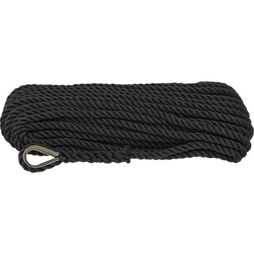 12mm x 6m Landvast met Oog 3-Strengs Polyester Zwart, Watersport en Boten, Bootonderdelen, Ophalen of Verzenden