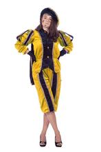 Pieten pak vrouw imitatie fluweel geel/zwart, Kleding | Dames, Ophalen of Verzenden, Nieuw