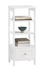 Witte Bijzettafel met Lade en Planken – Smal, 74 cm Hoog, Huis en Inrichting, Tafels | Bijzettafels, Verzenden, Nieuw