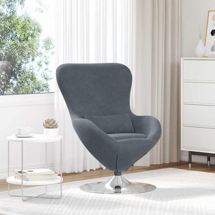 vidaXL Eivormige stoel Donkergrijs 63 x 73 x 90 cm Fluweel, Huis en Inrichting, Fauteuils, Nieuw, Verzenden