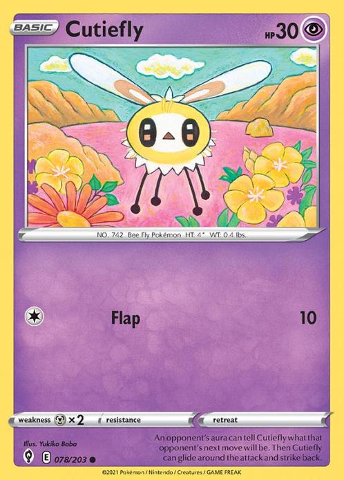 Cutiefly 078/203 (Evolving Skies), Hobby en Vrije tijd, Verzamelkaartspellen | Pokémon, Losse kaart, Nieuw, Foil, Ophalen of Verzenden