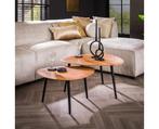 Salontafel set/2 driehoek organisch - Massief acacia naturel, Ophalen of Verzenden, Nieuw