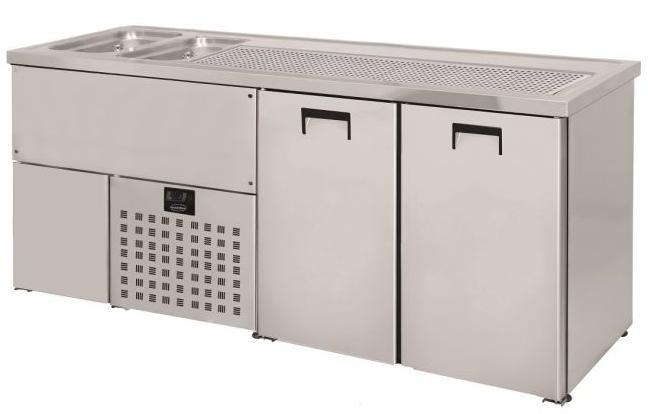 2 deurs | RVS bierfust koeler | 2 spoelbakken  links, Zakelijke goederen, Horeca | Keukenapparatuur, Verzenden