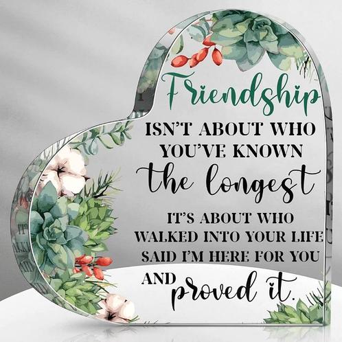 Hart van epoxy met bloemen friendship isnt about who youve, Hobby en Vrije tijd, Knutselen, Nieuw, Ophalen of Verzenden